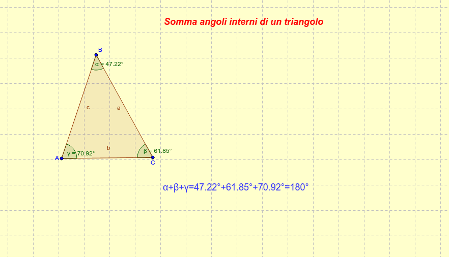 Angoli interni di un triangolo GeoGebra