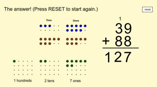 Number Dots Addition with Place Value – GeoGebra