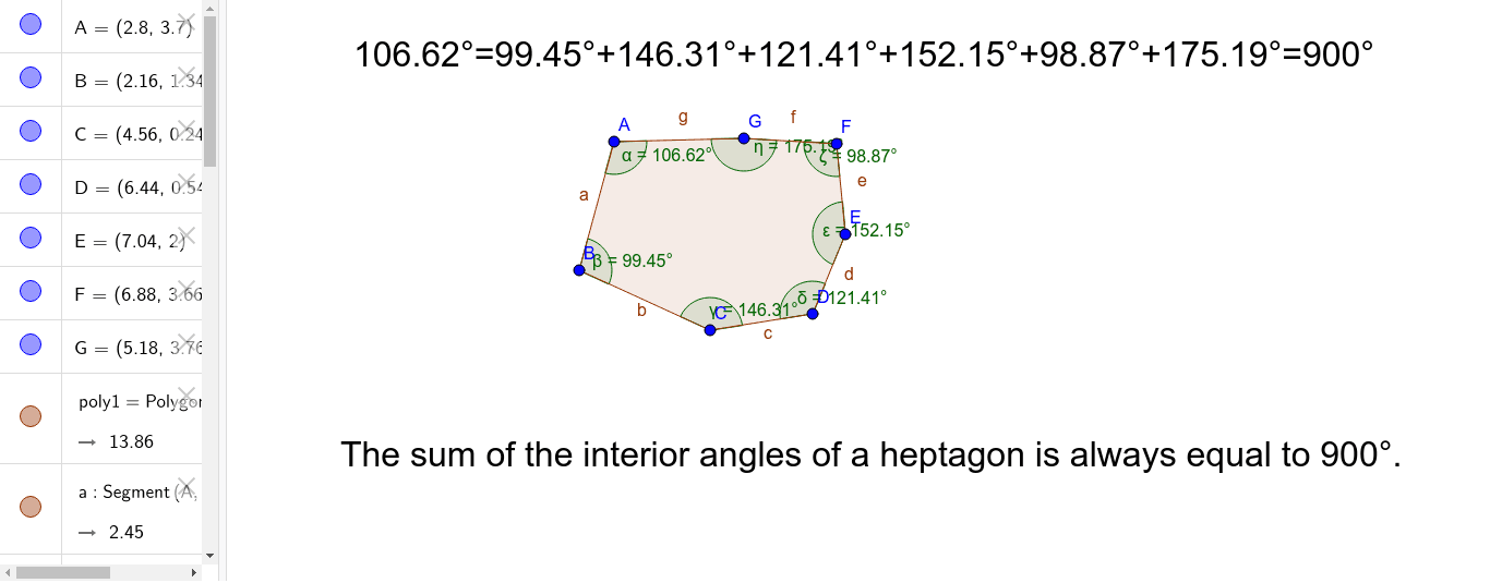 Heptagon Interior Angle Sum Geogebra