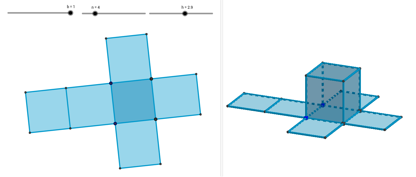 Siatki i bryły graniastosłupów prawidłowych – GeoGebra