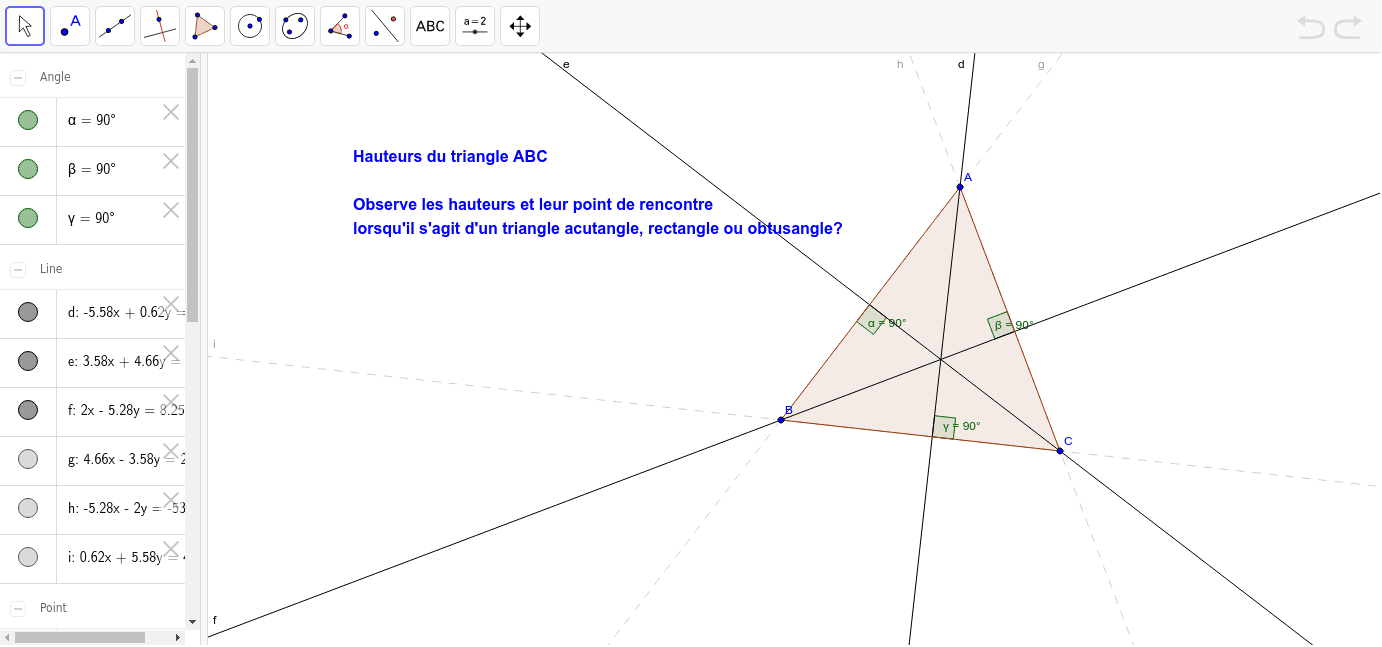 Hauteur d'un triangle GeoGebra