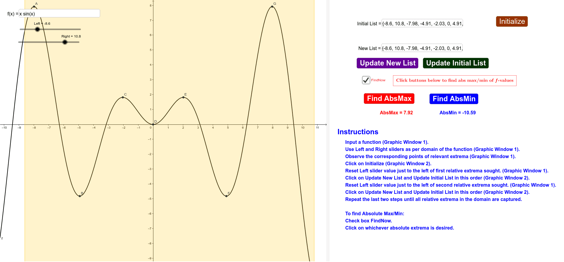  absolute extrema finder geogebra