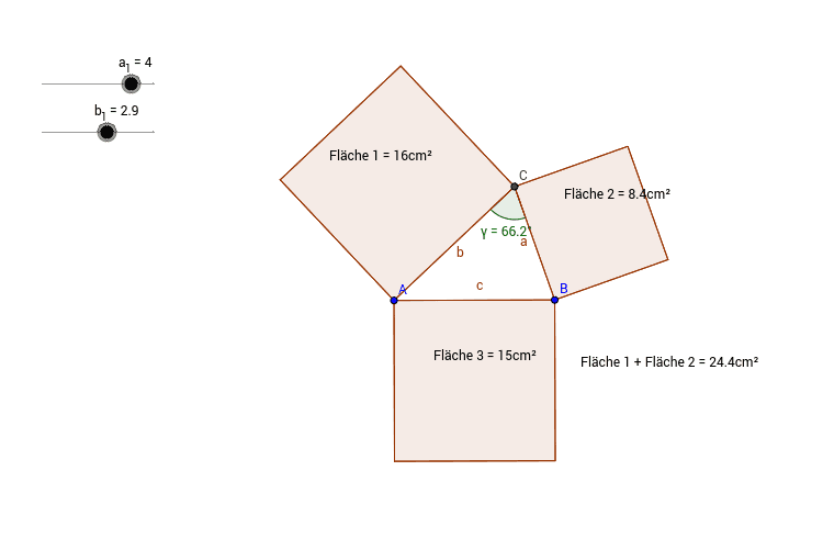 Satz des Pythagoras - Entdeckungen am rechtwinkligen Dreieck – GeoGebra