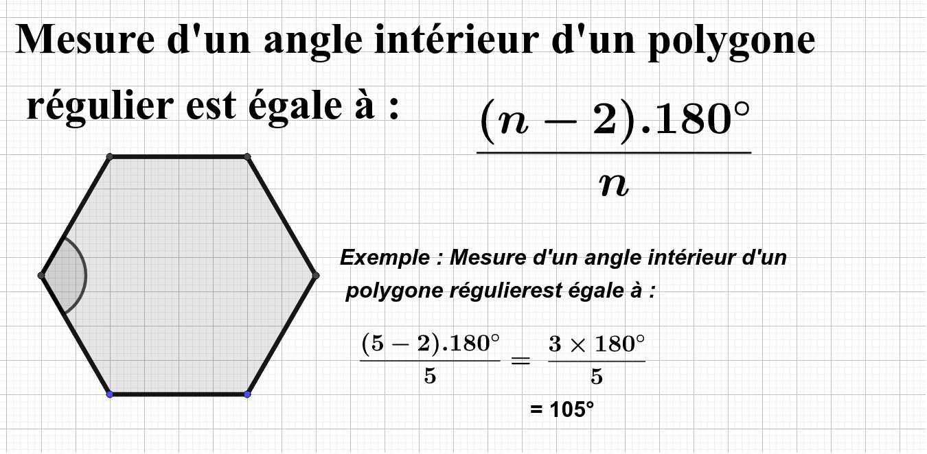 Mesure d'un angle intérieur d'un polygone régulier GeoGebra