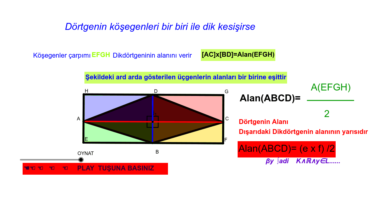 kosegenleri dik kesisen dortgenlerin alanlari geogebra