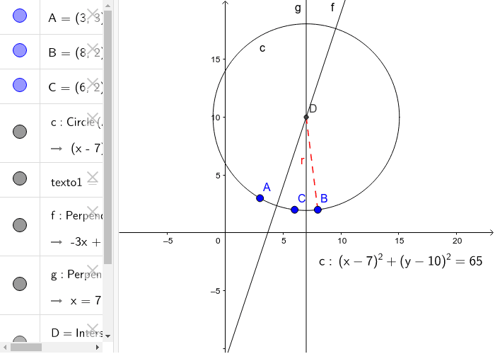 Circunferencia que pasa por 3 puntos GeoGebra Circunferencia que pasa por 3 puntos GeoGebra
