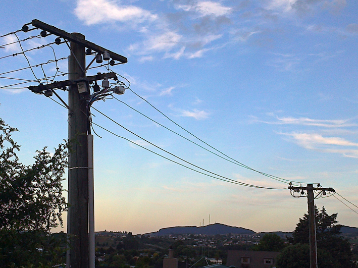 This is a telephone pole and it has two collinear points.