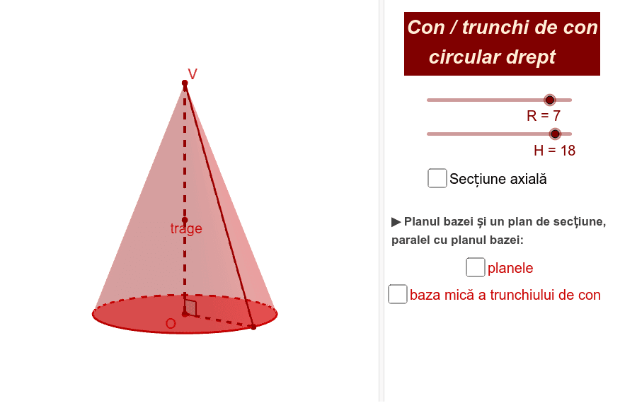 Sectiunea Axiala A Conului Con / trunchi de con circular drept – GeoGebra