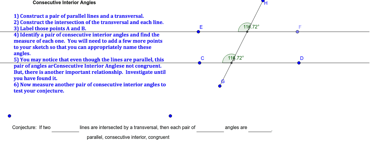 Consecutive Interior Angles Geogebra