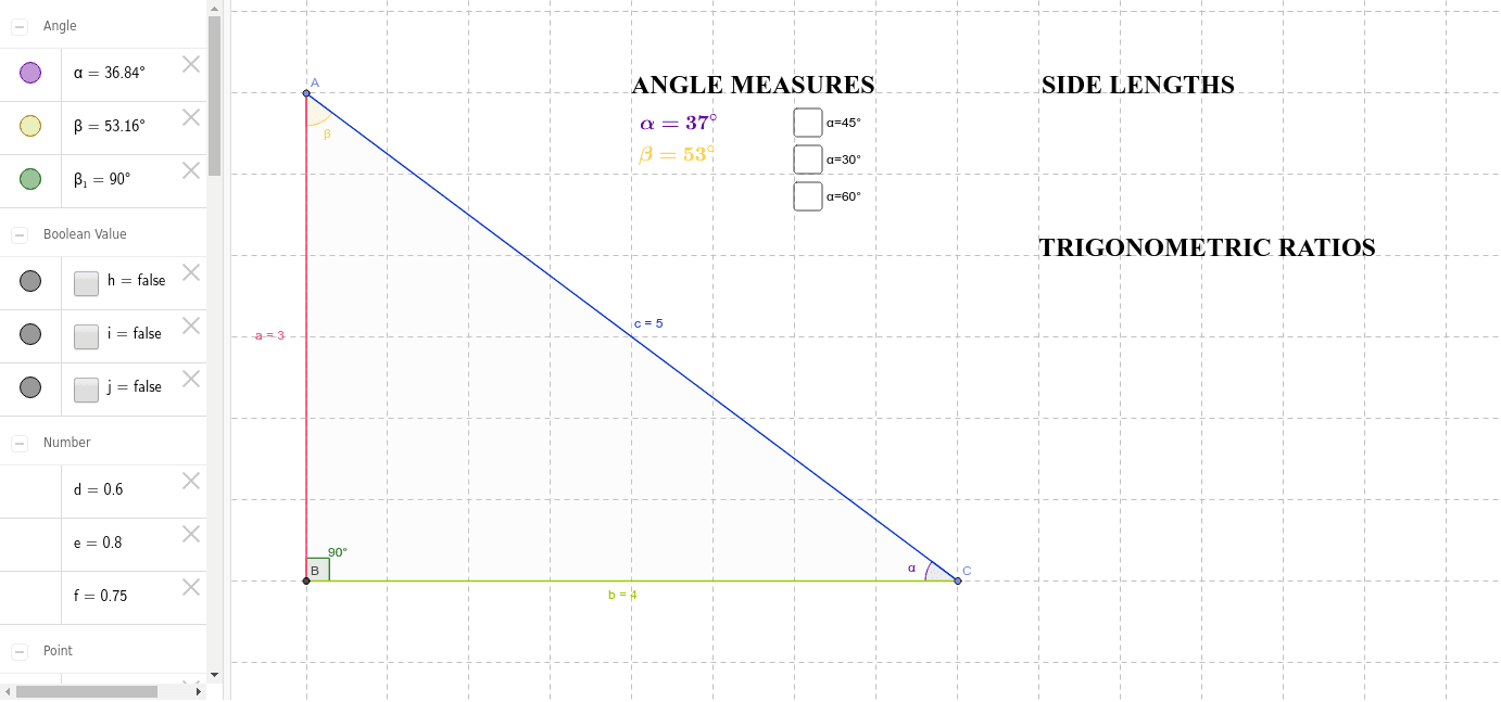 Trig Of Special Right Triangles Geogebra