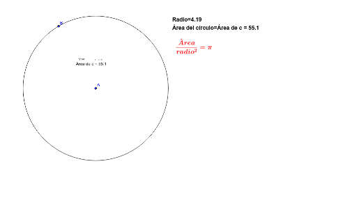 Relación Entre El área De Un Círculo Y Su Radio Geogebra