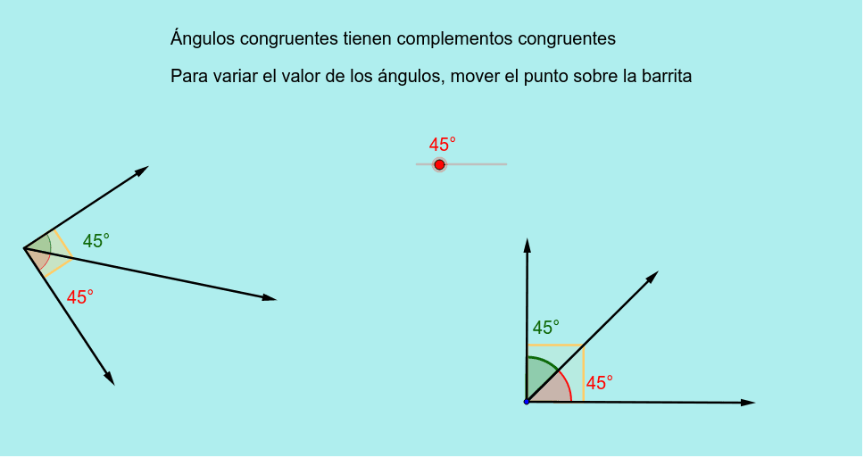 Ángulos congruentes tienen complementos congruentes GeoGebra