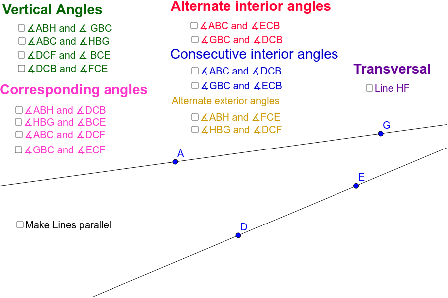Angle Pair Definitions F E Geogebra