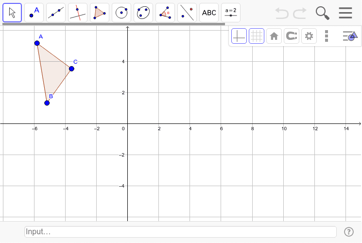 Reflect a triangle over axis GeoGebra
