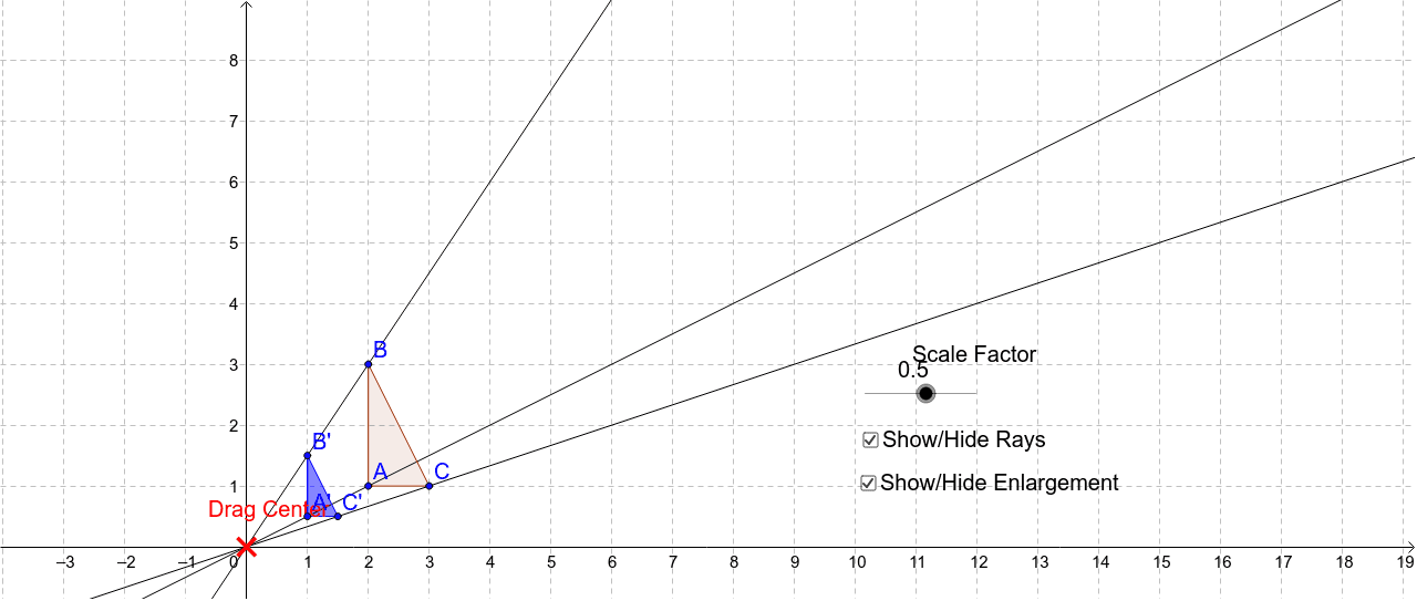 Enlarging to a Scale Factor and Centre GeoGebra