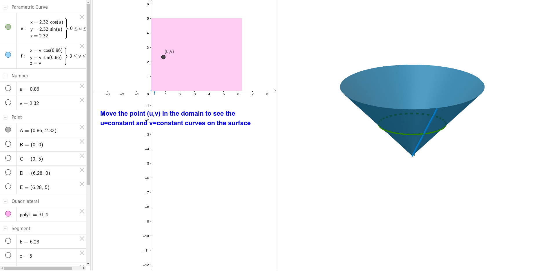 Parametric Cone GeoGebra