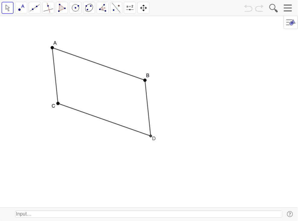 Draw the diagonals of parallelogram ABCD. Mark the intersection point and label it E. Find the length of the segments of each diagonal.