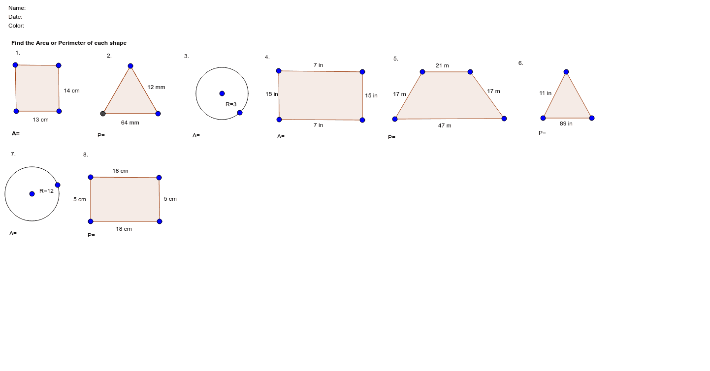Area And Perimeter Of Polygons Worksheet GeoGebra