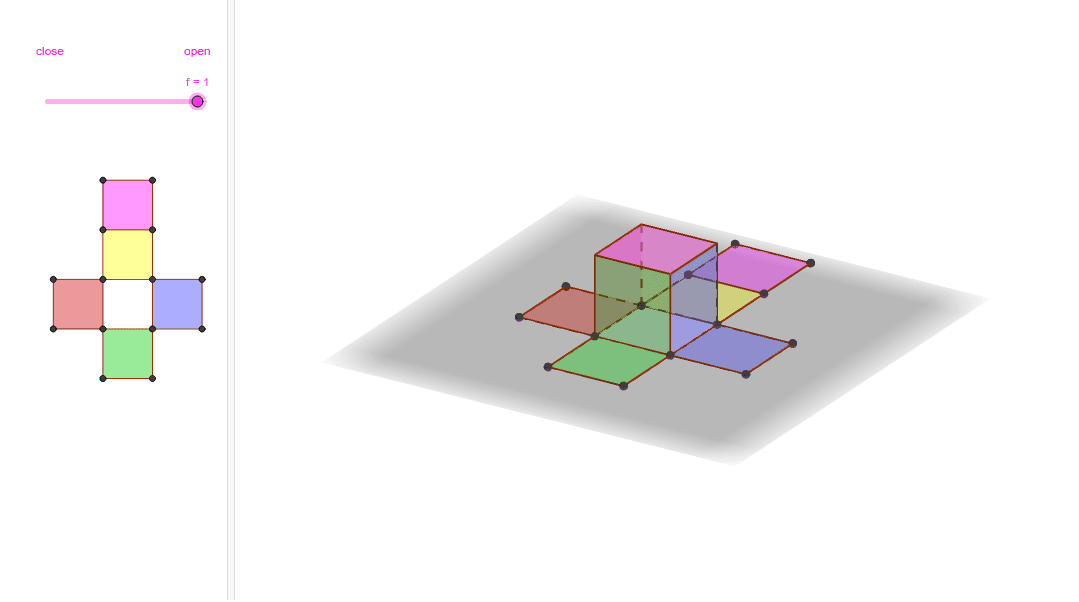 Pictorial Activity A3D net of a cube GeoGebra