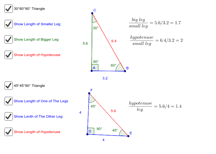 Special Right Triangles Geogebra