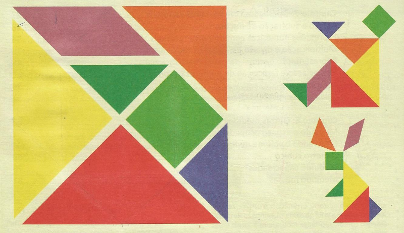 O Tangram pode ser usado para criar vários tipos de figura como as que estão desenhadas abaixo.