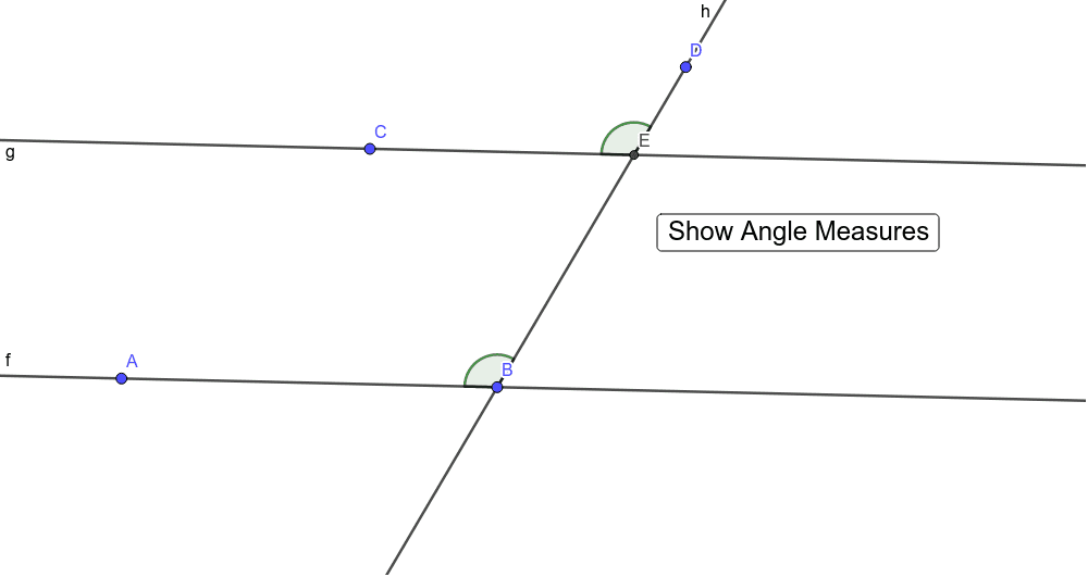 Given: Lines f and g are parallel.