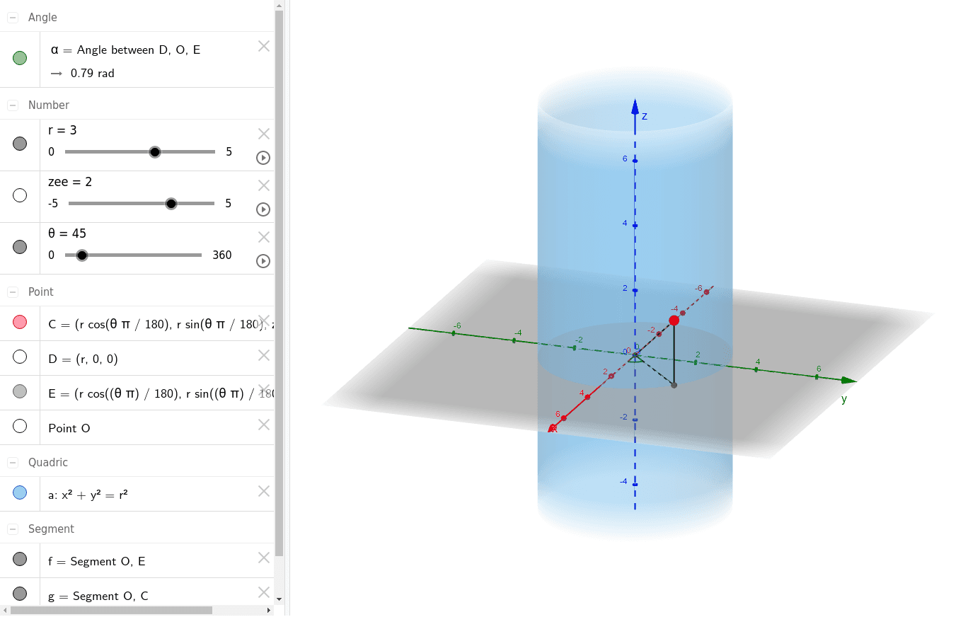 Geogebra 3d cylindrical coordinates