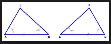 <CAB = <FDE
<CBA = <FED
AB = DE