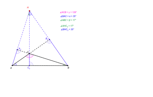 Ортоцентър в тъпоъгълен триъгълник – GeoGebra