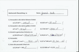 Raummaße 1. Klasse