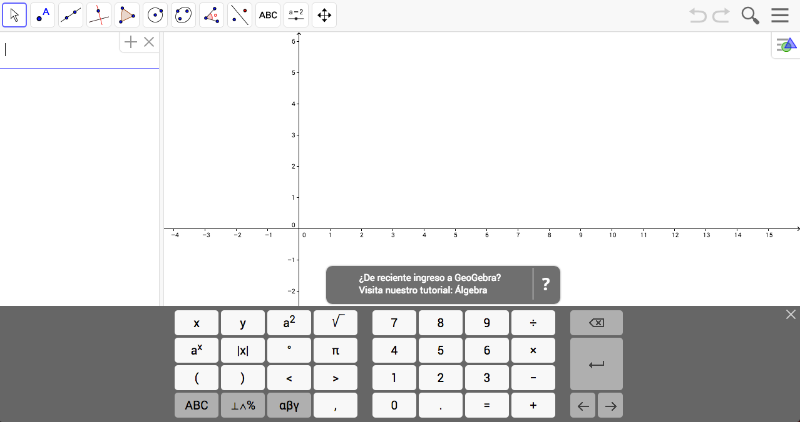 Imagen con el área de trabajo de la creación propia: Álgebra