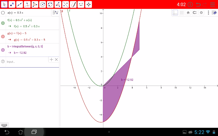 De rode hoofdbalk illustreert dat de leerling tijdens het examen de schermvullende weergave van GeoGebra Exam verliet.