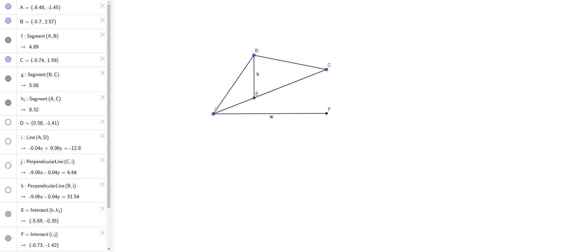 triangle area GeoGebra