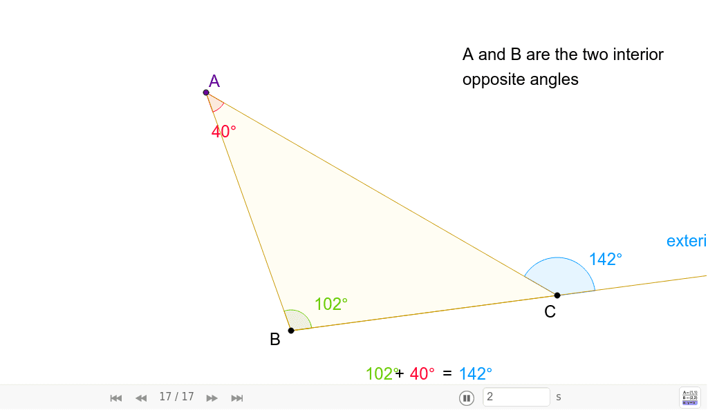 Exterior Angle Theorem Of The Triangle Geogebra