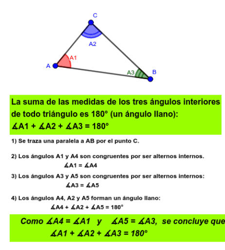 Ángulos internos del triángulo: Demostración 1 – GeoGebra