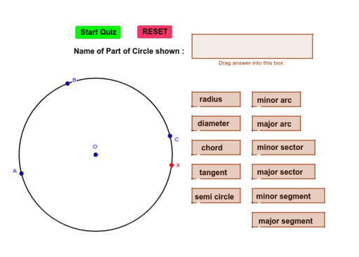 Quiz on Parts of A Circle – GeoGebra