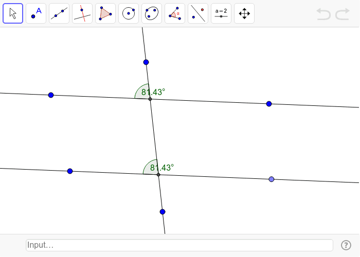 Parallel Lines cut by a transversal GeoGebra
