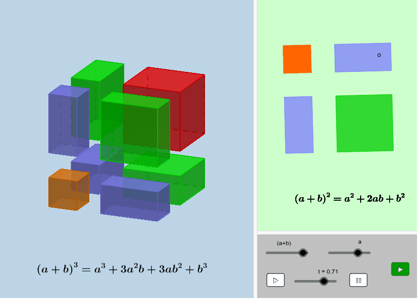 Cuadrado y cubo de un binomio GeoGebra Cuadrado y cubo de un binomio GeoGebra