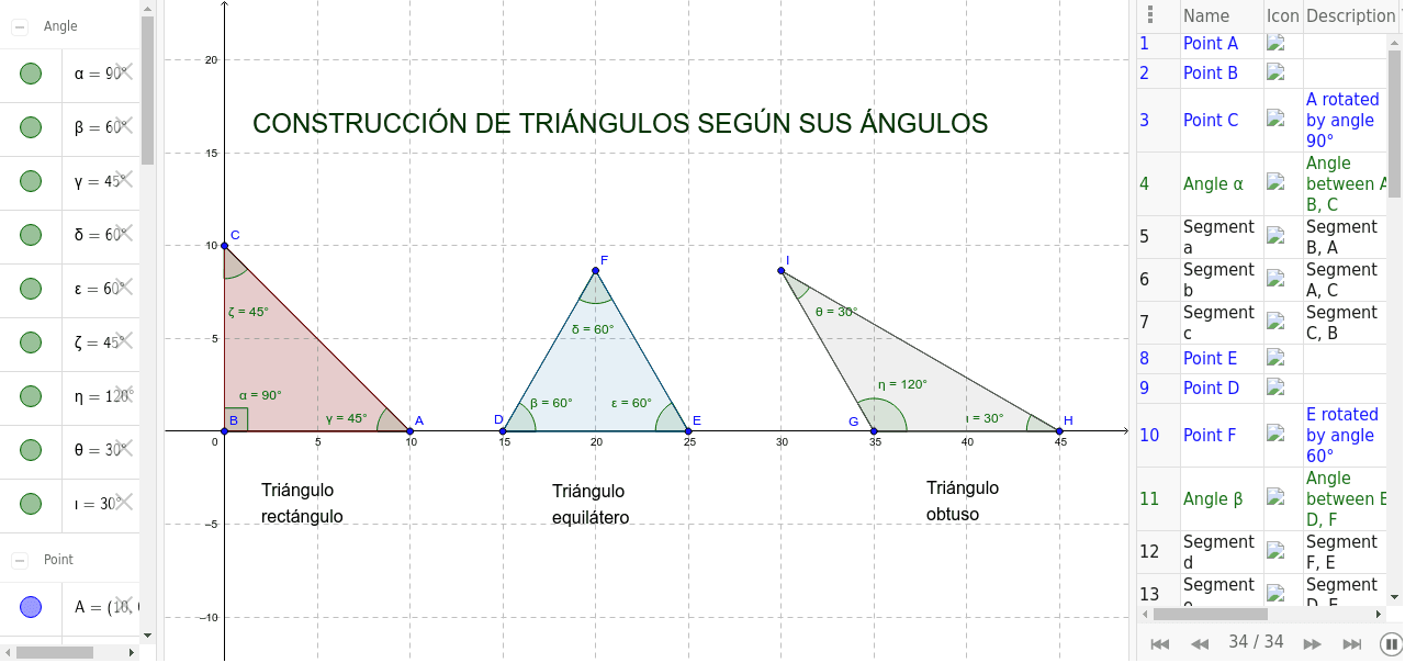 Construcción de triángulos según sus ángulos – GeoGebra