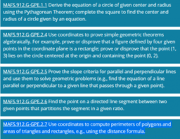 Expressing Geometric Properties with Equations (GPE) Cluster