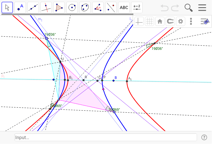 双子双曲線の漸近線は互いに直交する Geogebra