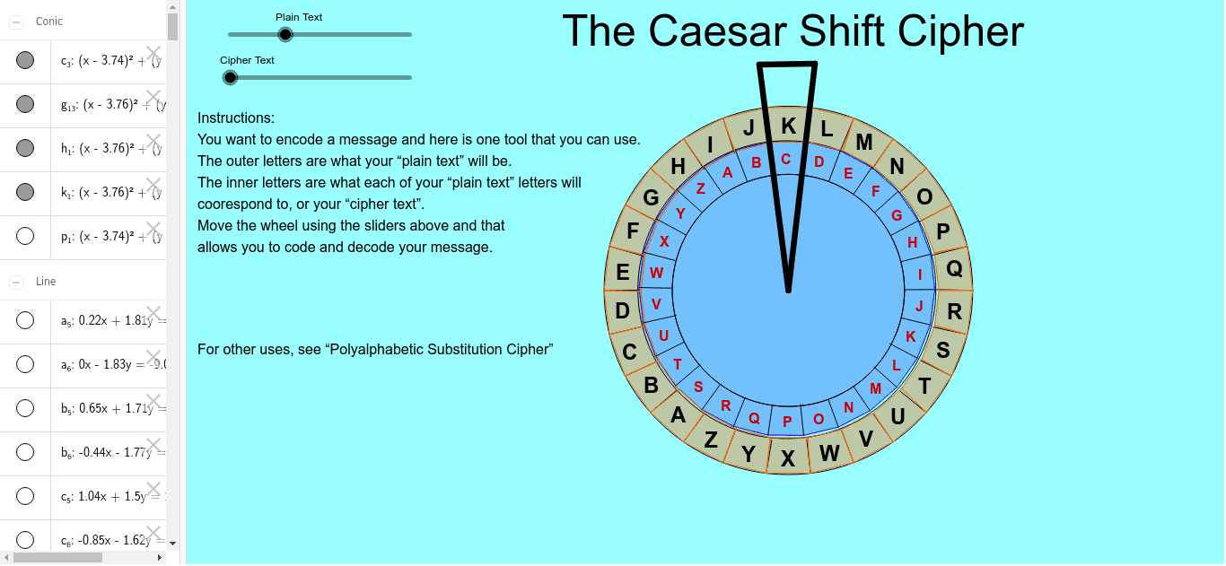 The Caesar Shift Cipher – GeoGebra