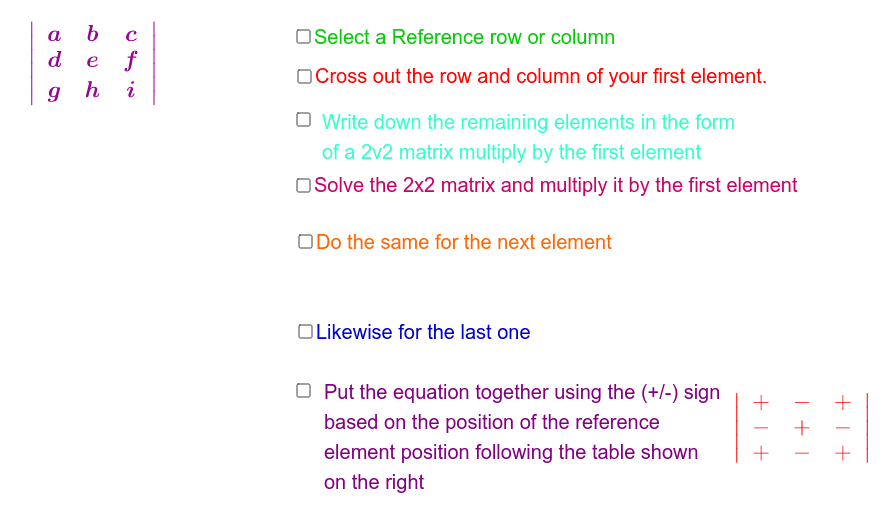 Step By Step: Finding determinant of 3 x 3 Matrix – GeoGebra