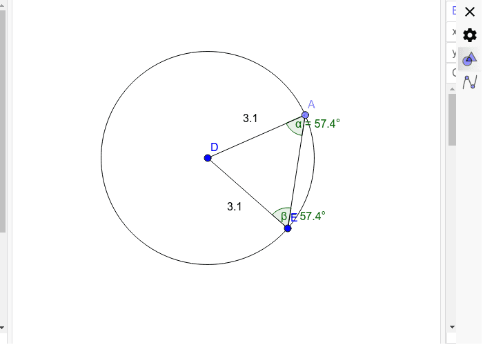 Isosceles Triangles in a Circle GeoGebra