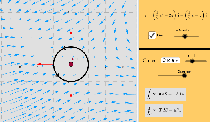 Line integral of vector field – GeoGebra