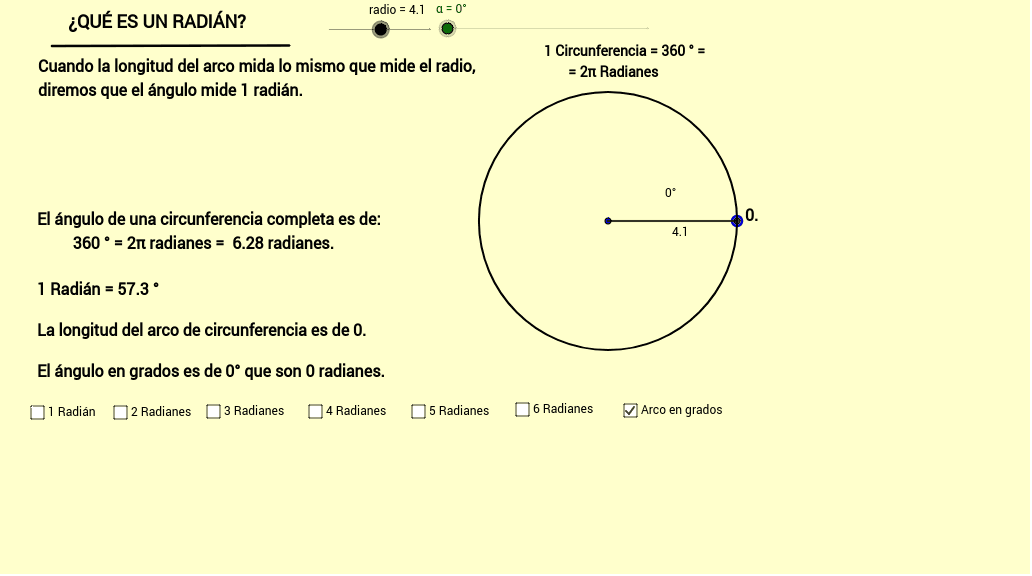 Practicar senderismo Conciliador Surichinmoi Qué es un RADIÁN? – GeoGebra