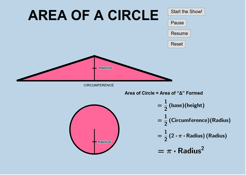 Area of Circle GeoGebra