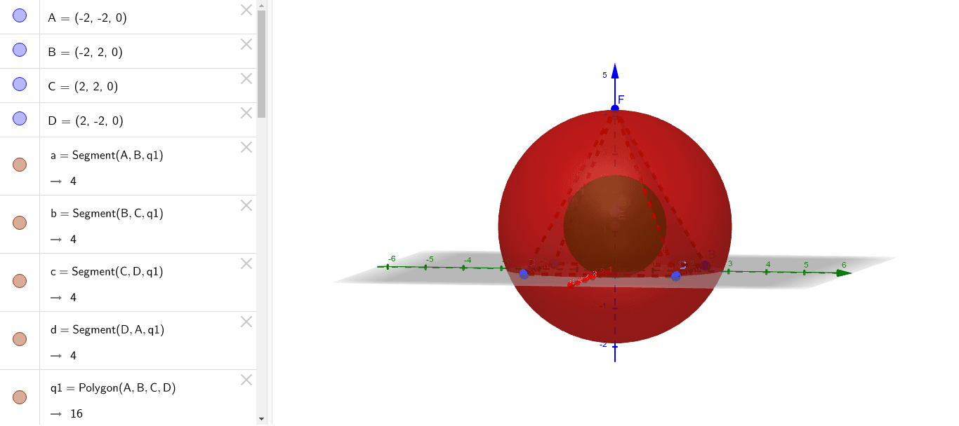 正四角錐と内接球＆外接球 – GeoGebra