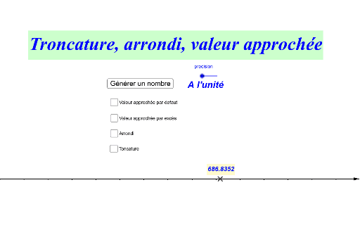 arrondi troncature valeur approchee exerciseur geogebra