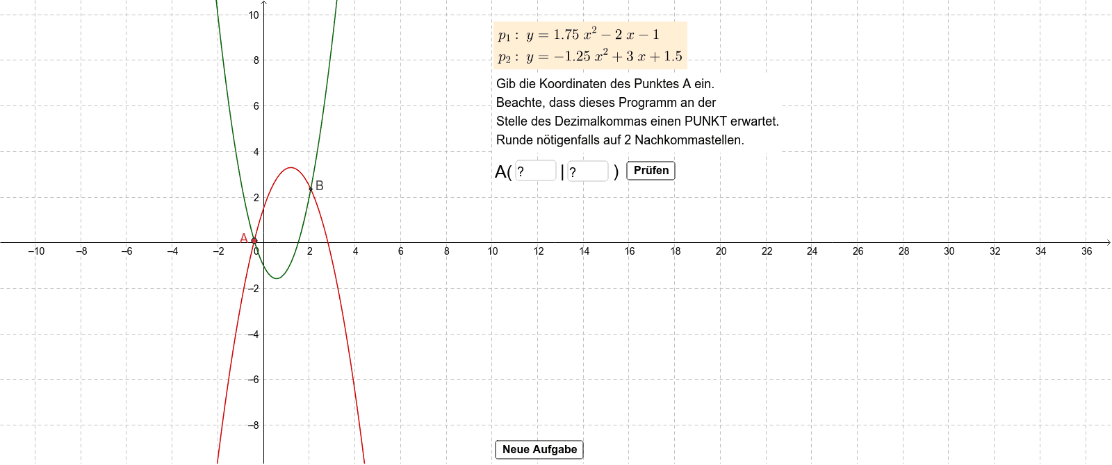 Schnittpunkte von Parabeln berechnen – GeoGebra